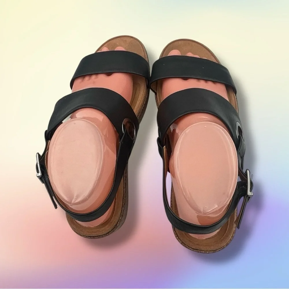 Vionic Women's Black Louise Raffia Sandals Size 8 Wide